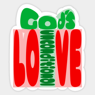 God's Unconditional Love Word Art Present Sticker